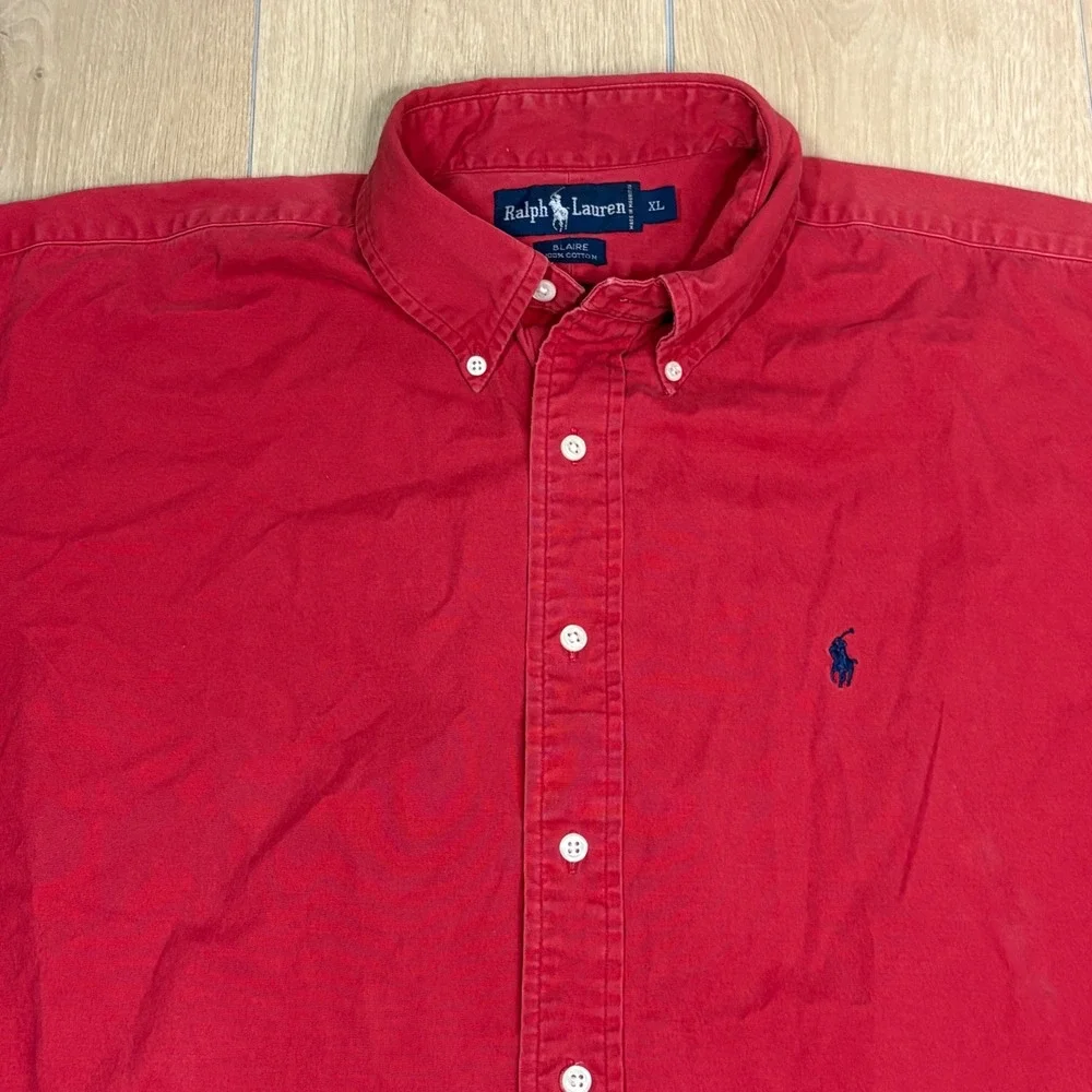 Polo Ralph Lauren Blaire Shirt Mens XL Red Cotton Long Sleeve Button Down Pony